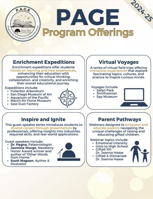 Program for Advanced and Gifted Education (PAGE) - Sage Oak Charter Schools